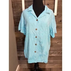 La Cabana All Night Long light blue silk women's blouse size 1x